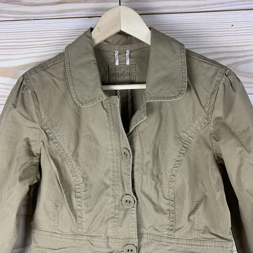 Caslon Jacket Women Medium Khaki Cargo Pockets 3/4‎ Sleeve Utility Safari